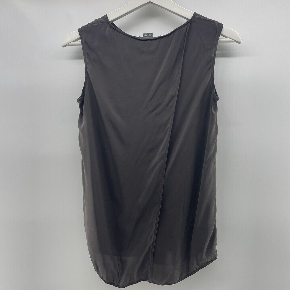Vince Size XS Silk Cross Back Tank Top Shell Gray Black Round Neck Sleeveless - Picture 4 of 12